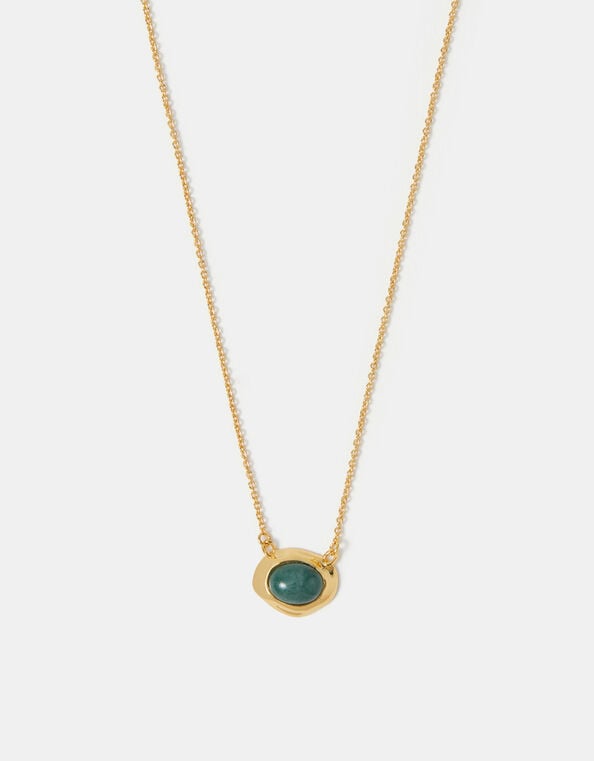 14ct Gold-Plated Irregular Aventurine Pendant Necklace, , large