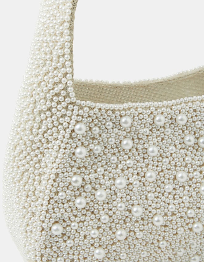 Mini Hand-Beaded Pearl Handbag, , large
