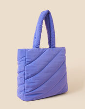 Quilted Shopper Bag in Recycled Nylon, Blue (BLUE), large