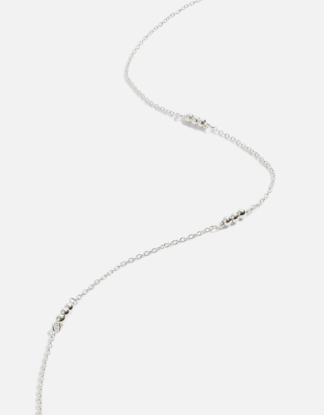 Sterling Silver Triple Bead Station Necklace, , large