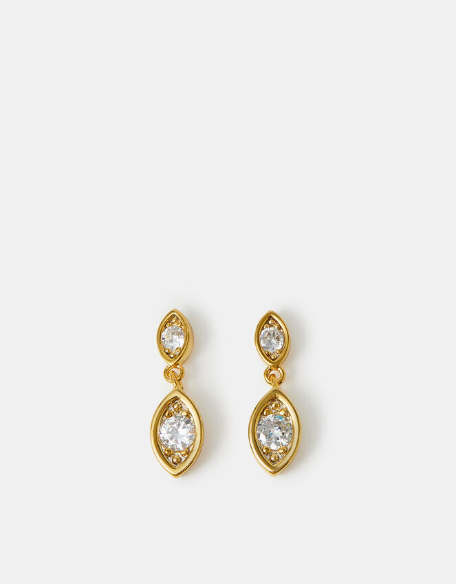 14ct Gold-Plated Diamanté Drop Earrings, , large