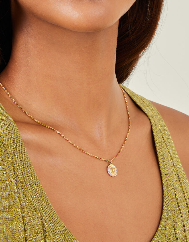 14ct Gold-Plated Disc Pendant Necklace, , large