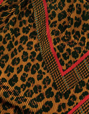 Leopard Print Crinkle Square Scarf, , large