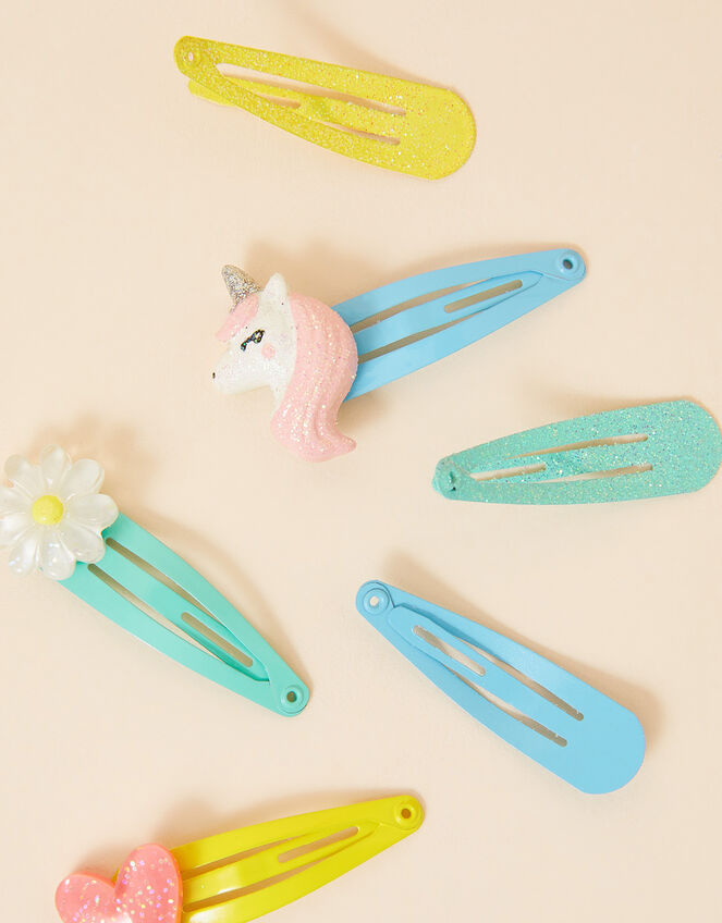 Girls Unicorn Hair Clips 6 Pack, , large