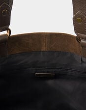 Multi Strap Suede Tote Bag, Brown (CHOCOLATE), large