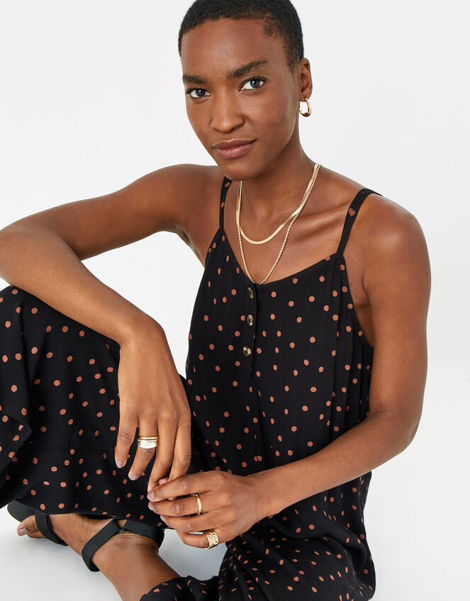 Spot Strappy Romper, Black (BLACK), large