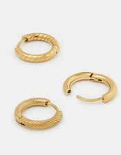 3-Pack Stainless Steel Textured Hoop Earrings, , large