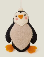 Embellished Penguin Wool Hanging Decoration, , large
