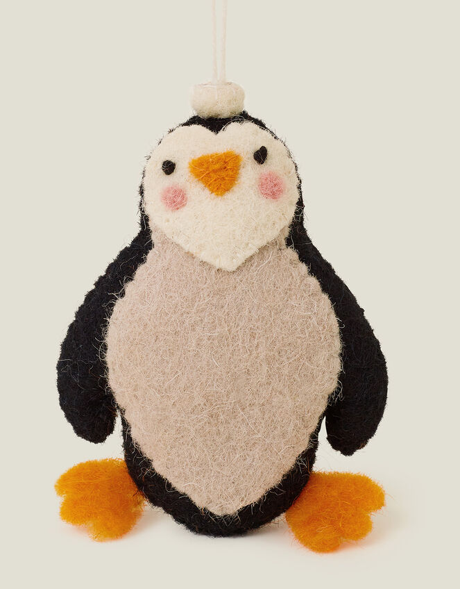 Embellished Penguin Wool Hanging Decoration, , large