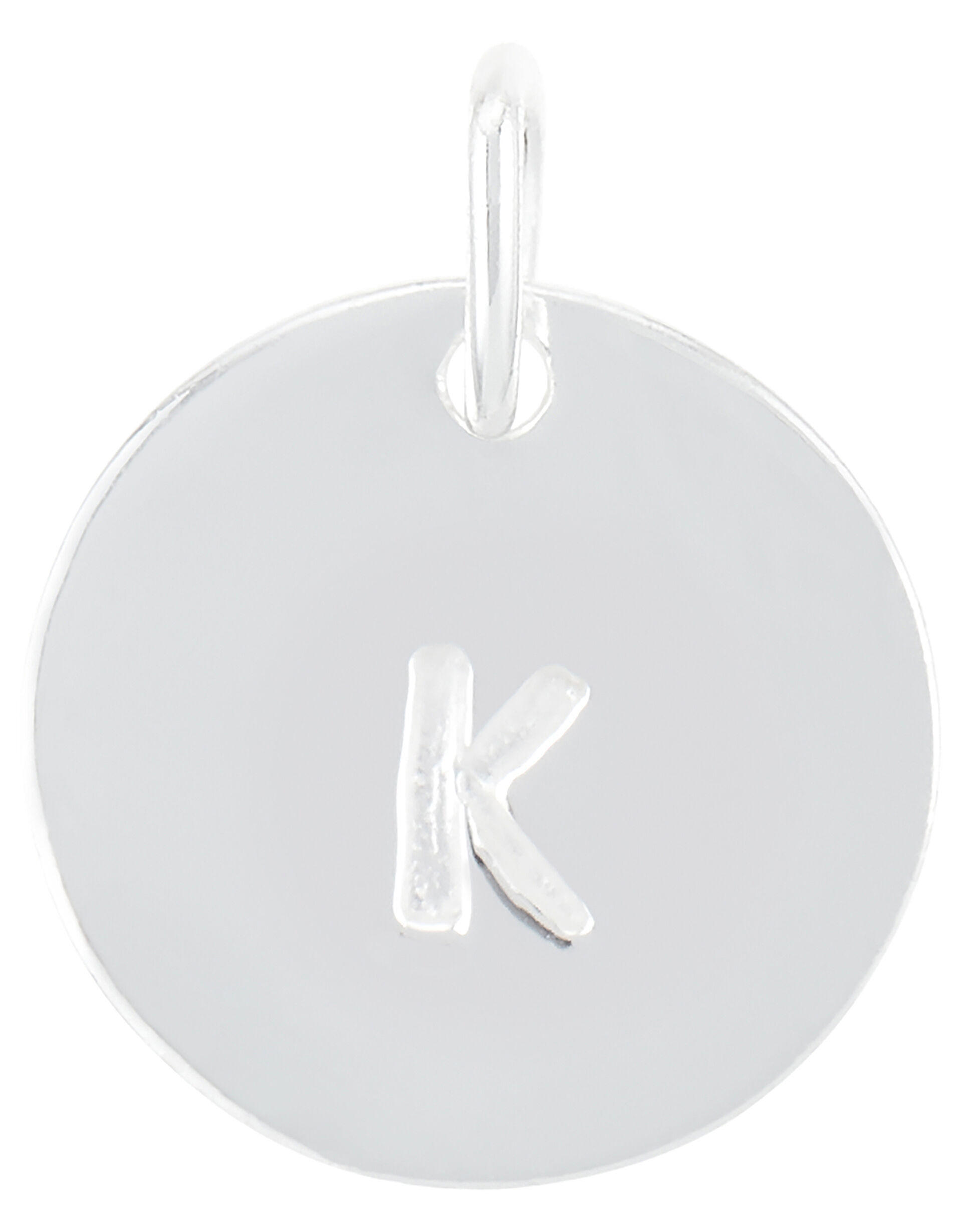 Sterling Silver K Initial Charm, , large