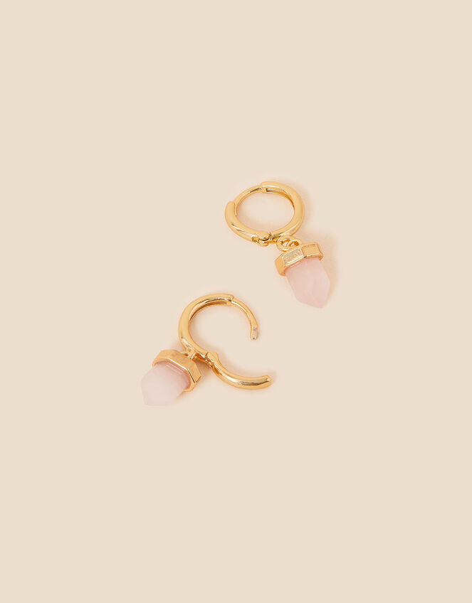 14ct Gold-Plated Rose Quartz Shard Earrings , , large