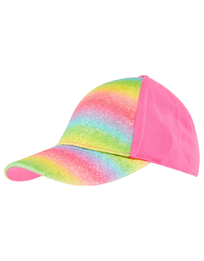 Girls Rainbow Cotton Baseball Cap, Pink (PINK), large