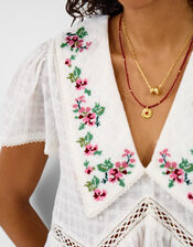 Floral Embroidered Collar Blouse, Ivory (IVORY), large