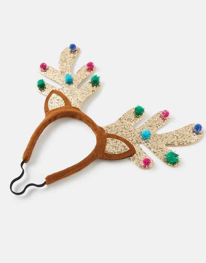 Glitter Reindeer Antlers Headband, Gold (GOLD), large