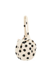 Polka Dot Beaded Duffle Bag, White (WHITE), large