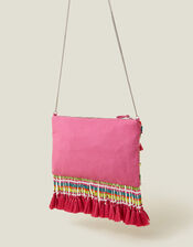 Hand-Embellished Fringe Bag, , large