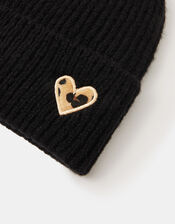 Leopard Heart Beanie Hat, , large