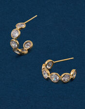 14ct Gold-Plated Circle Diamante Hoop Earrings, , large