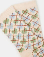Heart Argyle Print Socks, , large