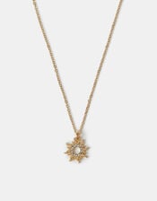 Diamante Sun Pendant Necklace, , large