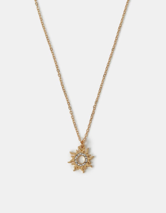 Diamante Sun Pendant Necklace, , large