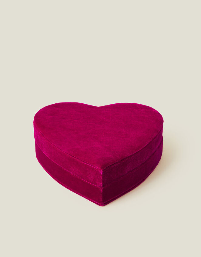Velvet Heart Jewellery Box, Pink (FUCHSIA), large