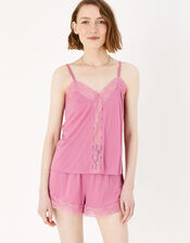 Lace Insert Vest Pyjama Set, Pink (PINK), large