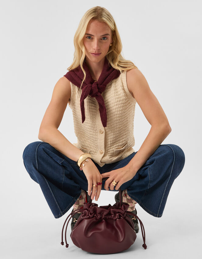 Heart Button Knit Waistcoat, Natural (NATURAL), large