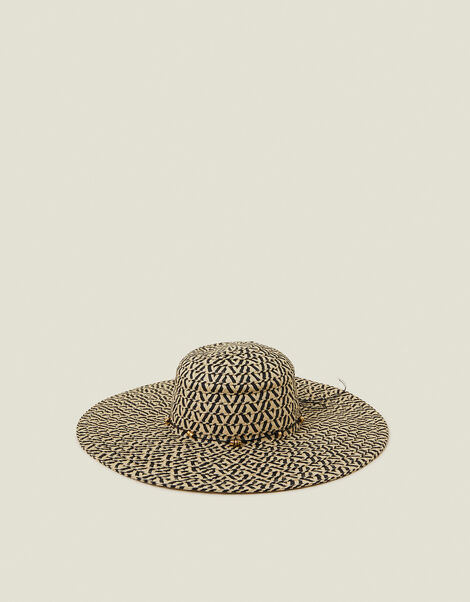 Two Tone Floppy Straw Hat, , large
