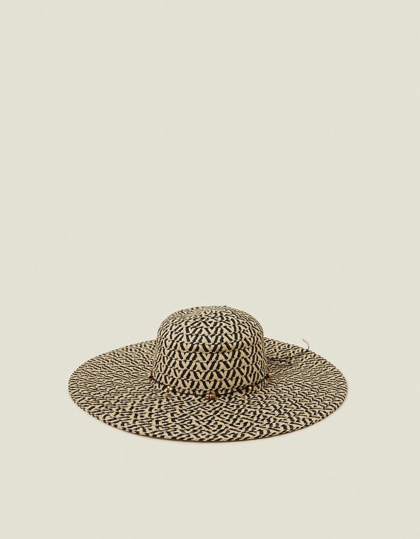 Two Tone Floppy Straw Hat, , large