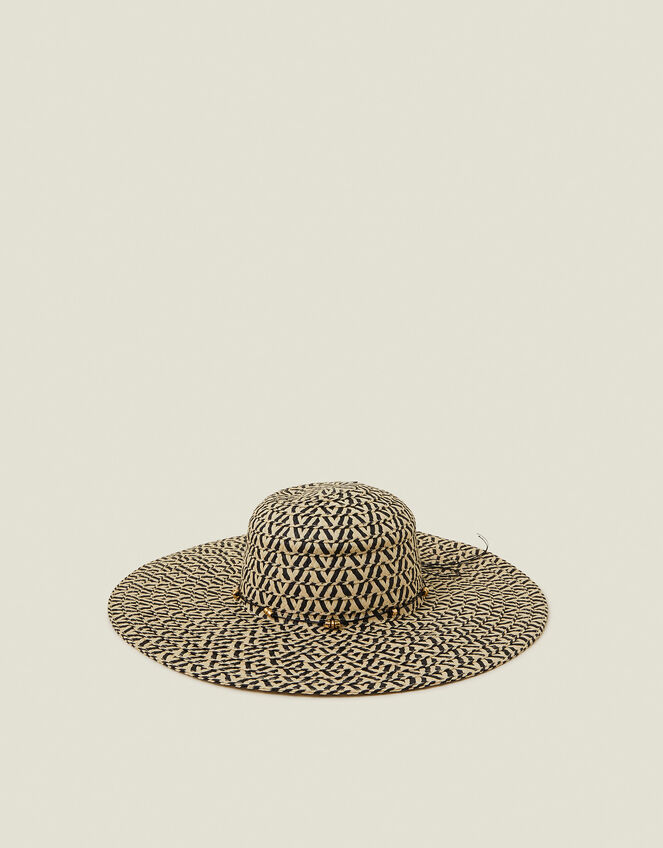 Two Tone Floppy Straw Hat, , large