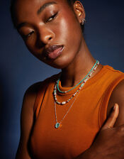 Sterling Silver-Plated Quartz Slice Pendant Necklace, , large