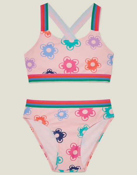 Girls Flower Bikini Set, Pink (PINK), large