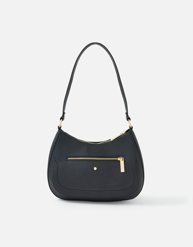 Jenna Zip Shoulder Bag, Black (BLACK), large