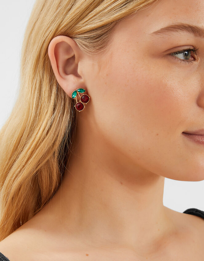 Gemstone Cherry Stud Earrings, , large