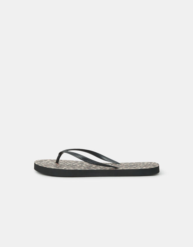 Leopard Print Flip Flops, Multi (DARKS MULTI), large