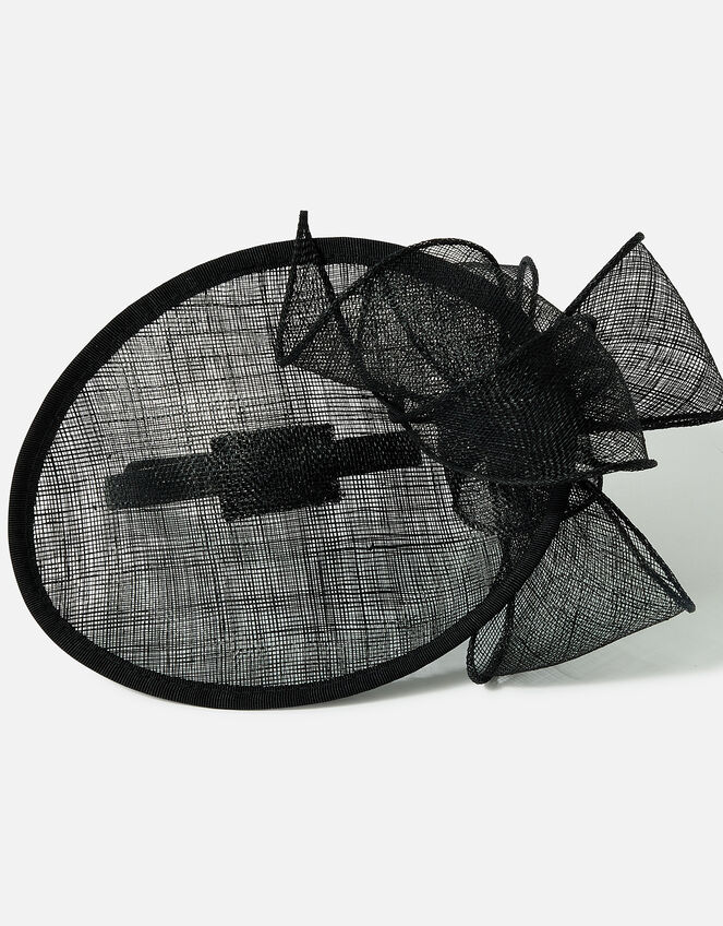 Hannah Bow Oval Disc Fascinator, Black (BLACK), large