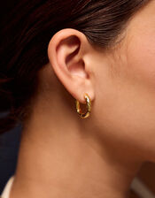 14ct Gold-Plated Textured Hoop Earrings, , large
