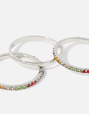 Platinum-Plated Rainbow Rings, Silver (SILVER), large