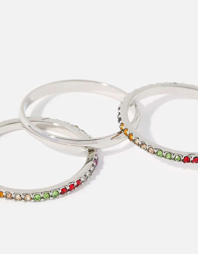 Platinum-Plated Rainbow Rings, Silver (SILVER), large