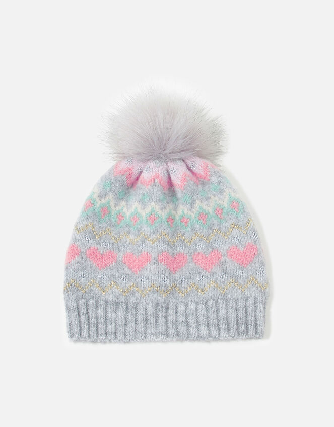 Girls Fairisle Print Beanie, Multi (PASTEL-MULTI), large