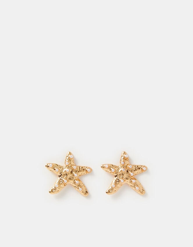 Pearl Starfish Stud Earrings, , large