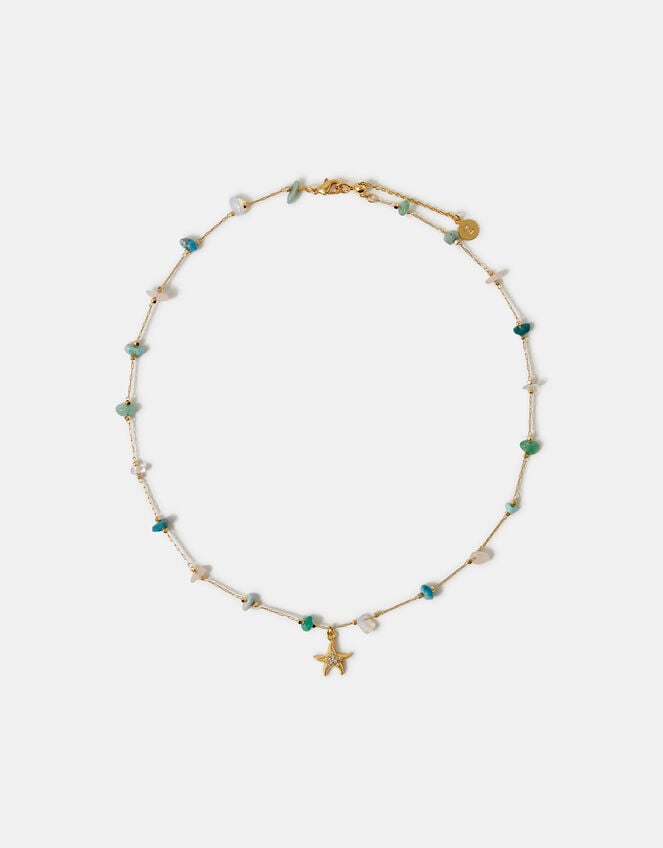 14ct Gold-Plated Semi Precious Pendant Necklace, , large