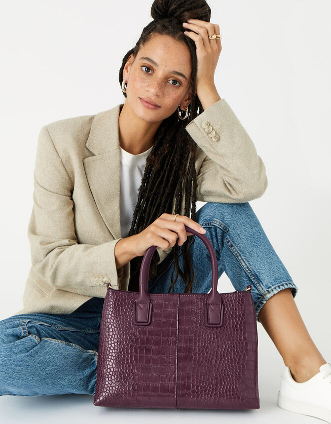 Caroline Handheld Bag, Red (BURGUNDY), large