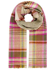 Ellie Reversible Check Blanket Scarf, , large