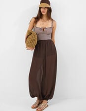 Chiffon Balloon Trousers, Brown (BROWN), large