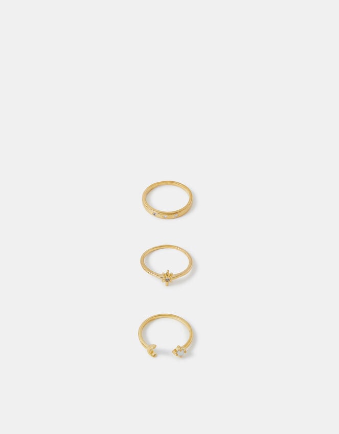 3-Pack 14ct Gold-Plated Celestial Rings, Gold (GOLD), large