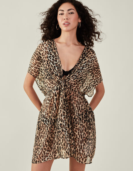 Leopard Print Kaftan, Brown (BROWN), large