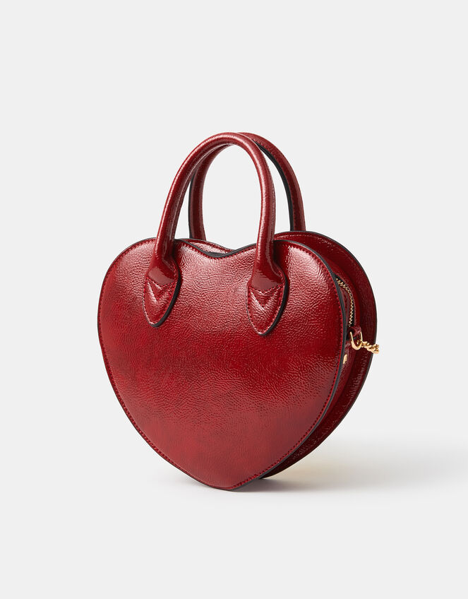 Patent Heart Crossbody Handbag , Red (RED), large