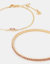 2-Pack 14ct Gold-Plated Gemstone Bracelets, , large